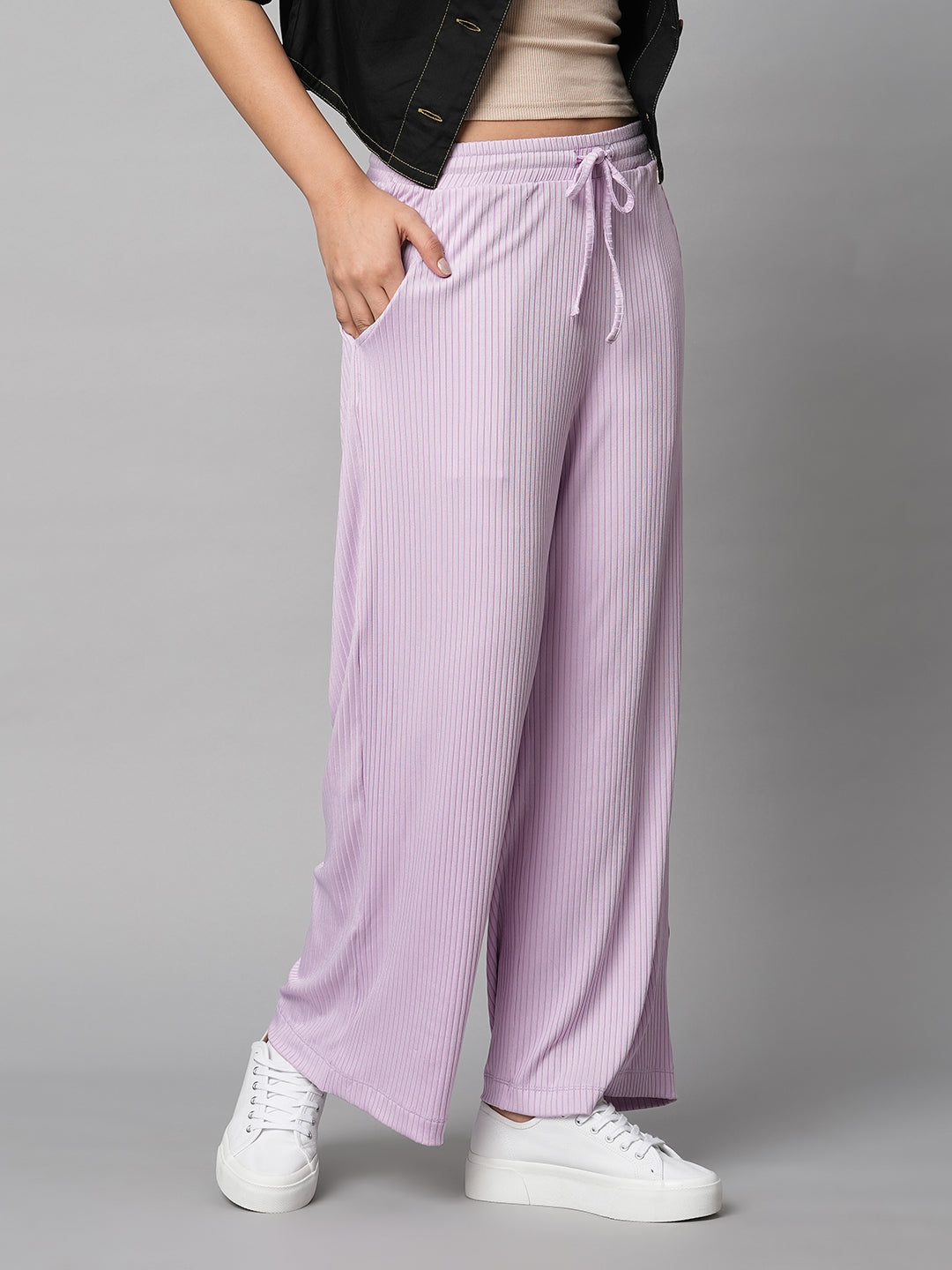 Ribbed Knit Wide Leg Lounge Pants