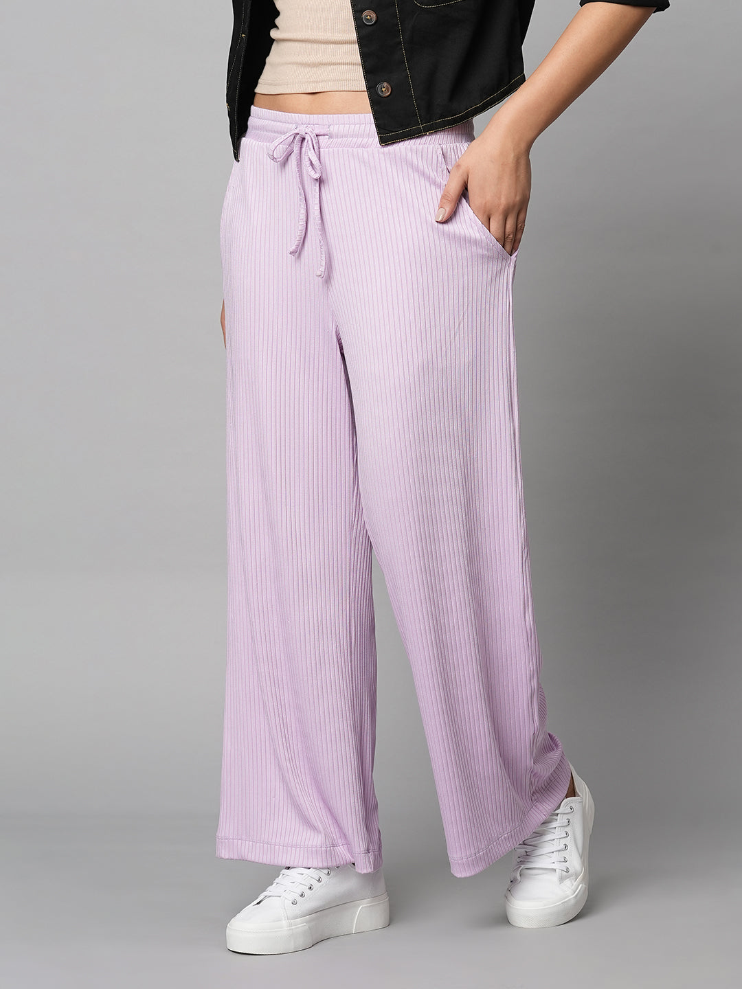Ribbed Knit Wide Leg Lounge Pants