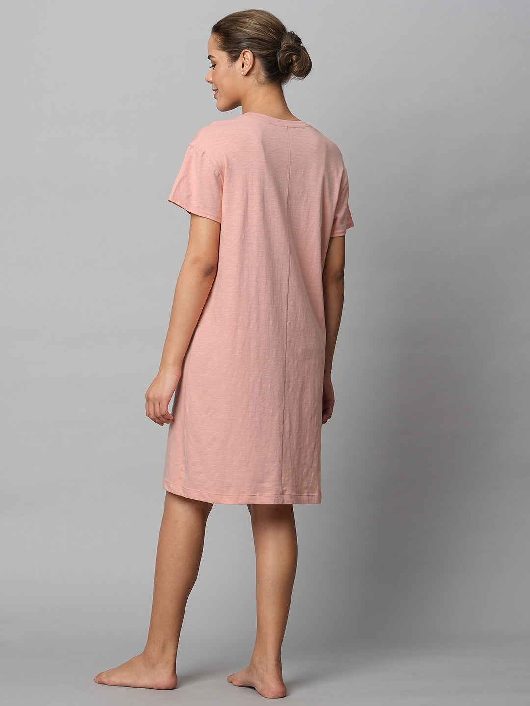 Cotton Slub Jersey Cat Print Tee Dress