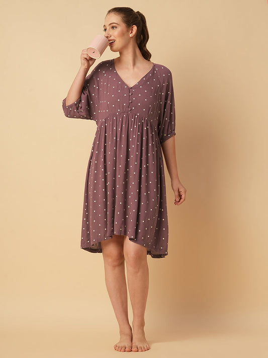 Crinkle Viscose Polka Dot Basque Dress – Elegant, Lightweight Midi